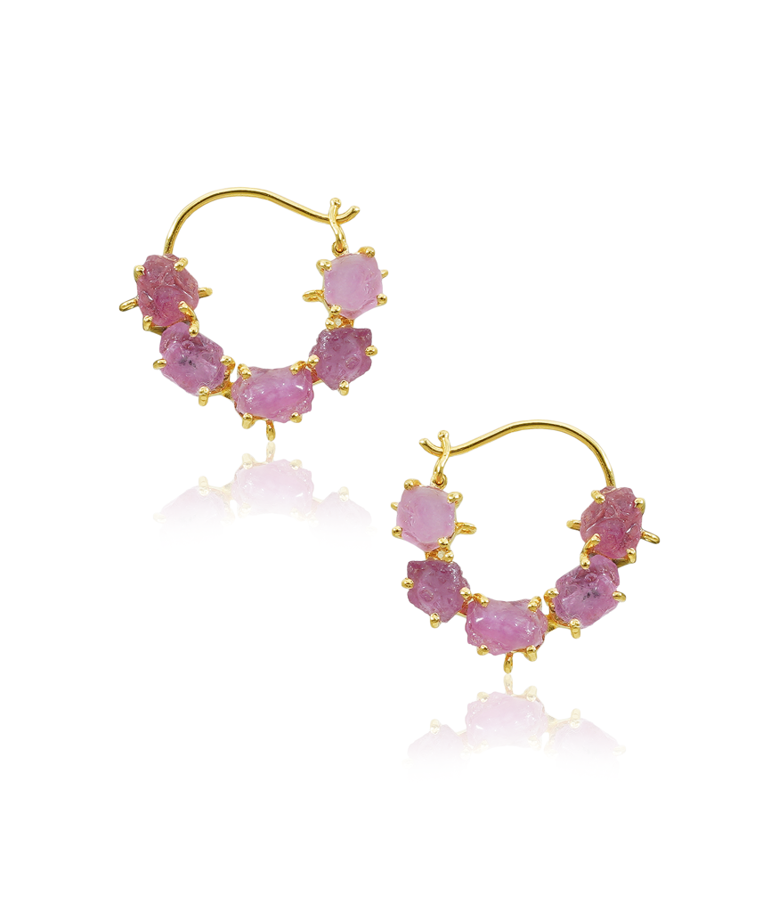 Natural Ruby Multistone Earrings- Baalis : NH-ERR-14-RB-BLI