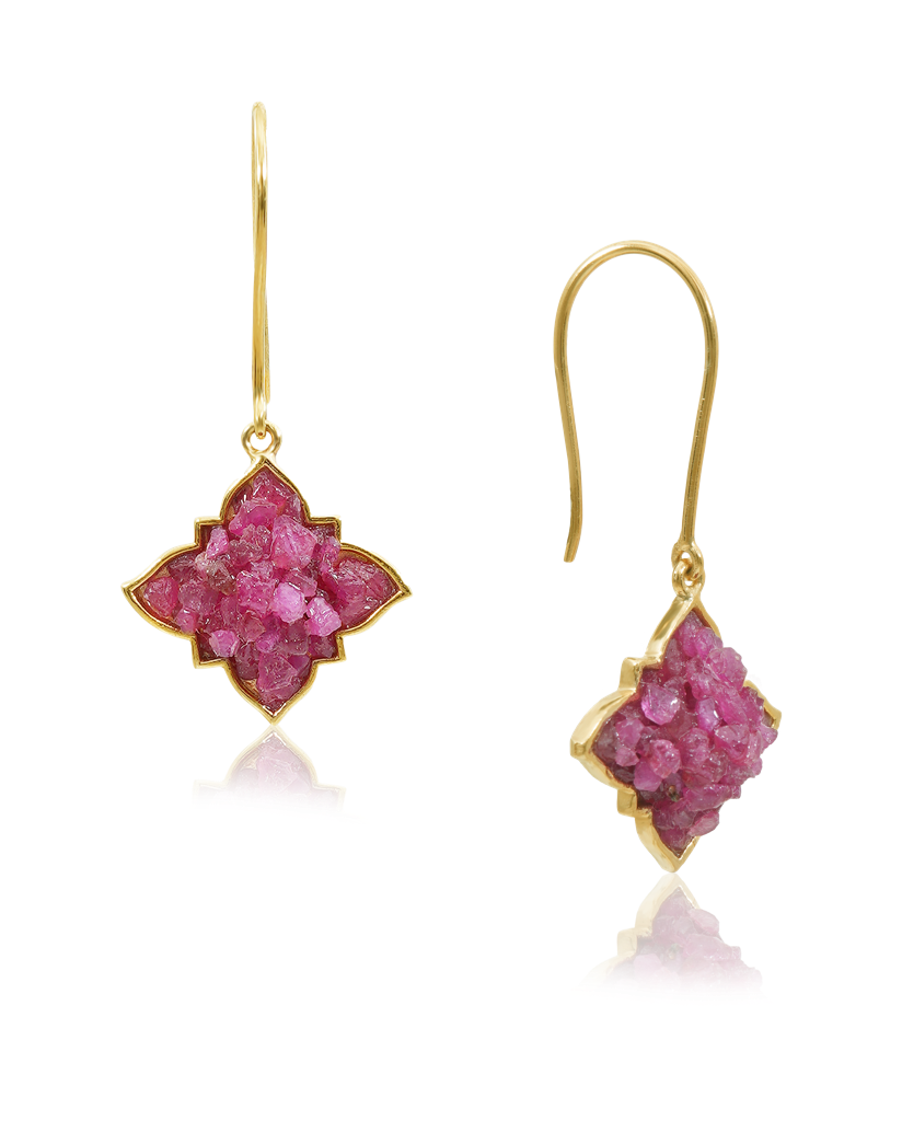 Natural Ruby Earrings - Manik Latkan : NH-ERR-04-RB