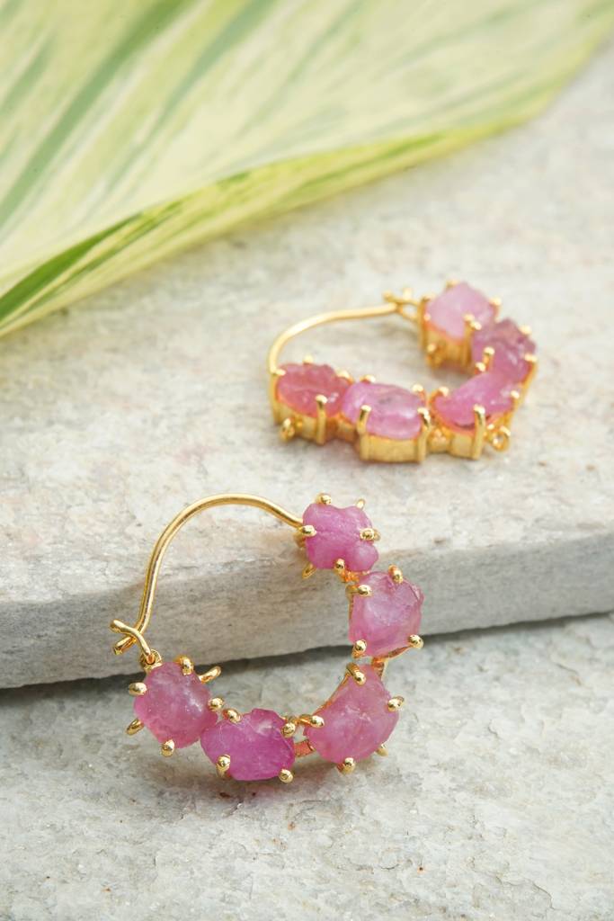 Natural Ruby Multistone Earrings- Baalis : NH-ERR-14-RB-BLI