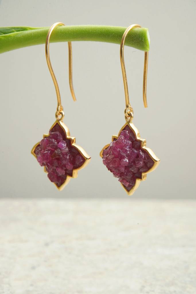 Natural Ruby Earrings - Manik Latkan : NH-ERR-04-RB