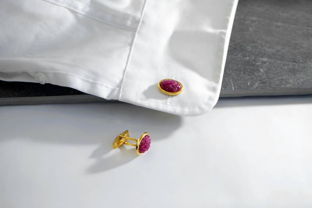 Natural Raw Ruby Cuff Links : NH-CFL-02-RB