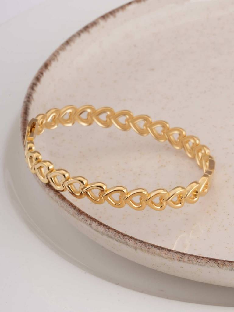 Gold Heart Bangle Bracelet For Womens - Waterproof & Anti-Tarnish : SSWBR0312