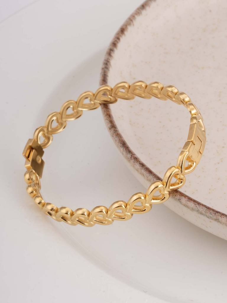 Gold Heart Bangle Bracelet For Womens - Waterproof & Anti-Tarnish : SSWBR0312
