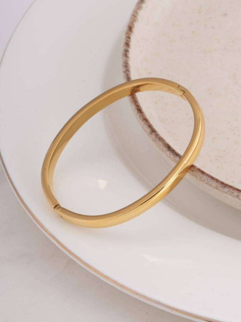 Plain Gold Bangles Bracelet For Womens - Waterproof & Anti-Tarnish : SSWBR0314