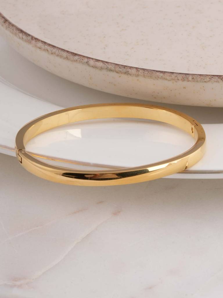 Plain Gold Bangles Bracelet For Womens - Waterproof & Anti-Tarnish : SSWBR0314