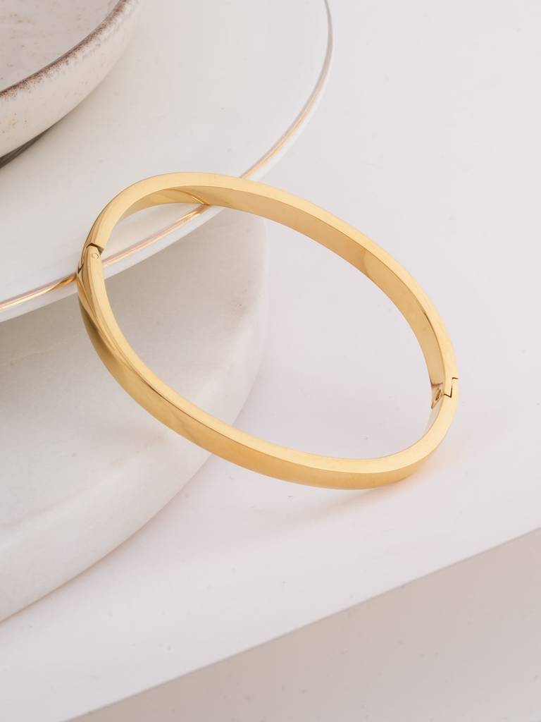 Plain Gold Bangles Bracelet For Womens - Waterproof & Anti-Tarnish : SSWBR0314