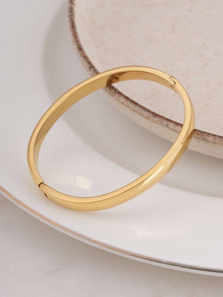 Plain Gold Bangles Bracelet For Womens - Waterproof & Anti-Tarnish : SSWBR0316