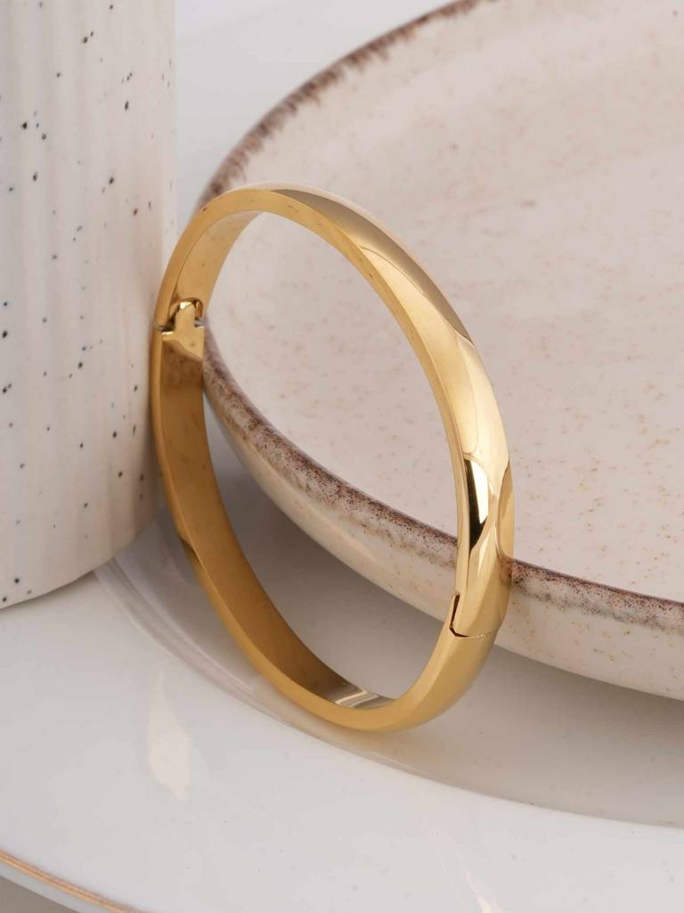 Plain Gold Bangles Bracelet For Womens - Waterproof & Anti-Tarnish : SSWBR0316