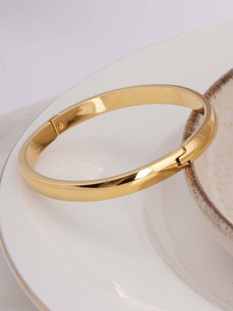 Plain Gold Bangles Bracelet For Womens - Waterproof & Anti-Tarnish : SSWBR0316