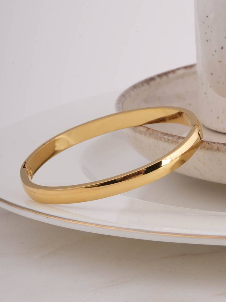 Plain Gold Bangles Bracelet For Womens - Waterproof & Anti-Tarnish : SSWBR0316