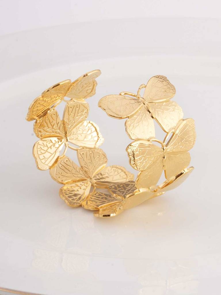 Floral Gold Cuff Bracelet For Womens - Waterproof & Anti-Tarnish : SSWBR0319