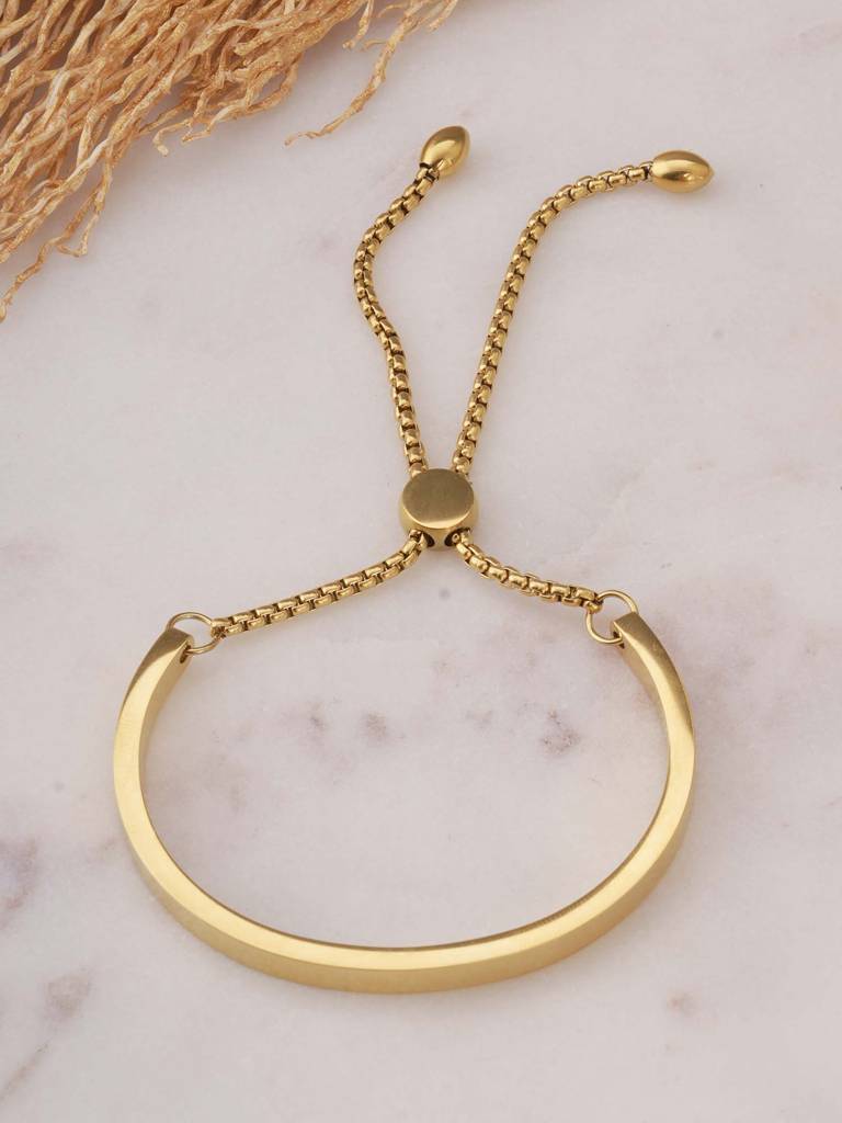 Royal Gold Adjustable Bracelet For Womens - Waterproof & Anti-Tarnish : SSWBR0322