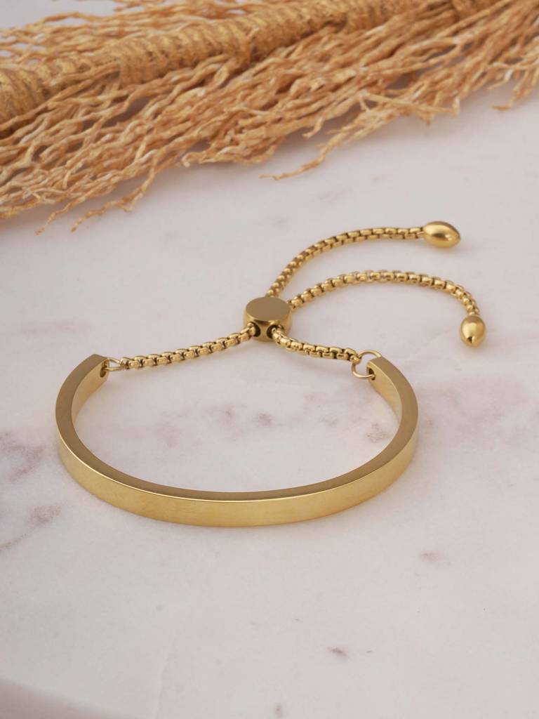Royal Gold Adjustable Bracelet For Womens - Waterproof & Anti-Tarnish : SSWBR0322