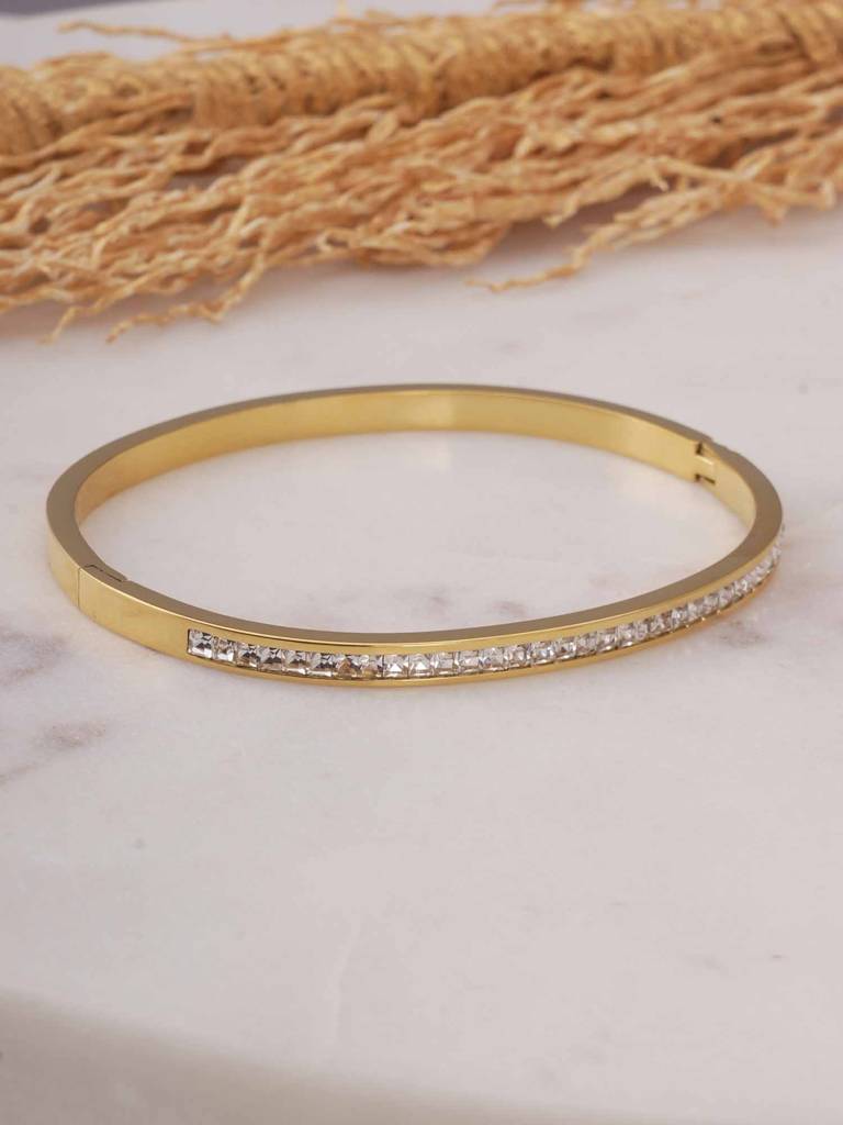 Gleaming Diamond Bangle Bracelet For Womens - Waterproof & Anti-Tarnish : SSWBR0327