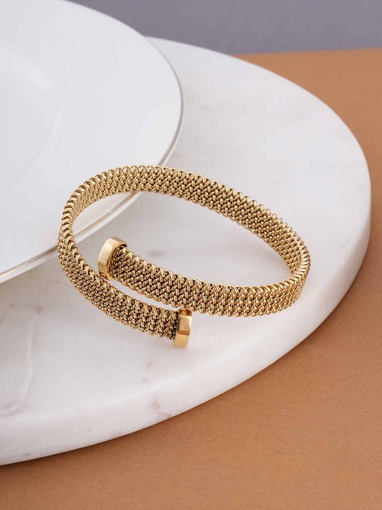 Beaded Flat Mesh Bracelet For Womens - Waterproof & Anti-Tarnish : SSWBR0328