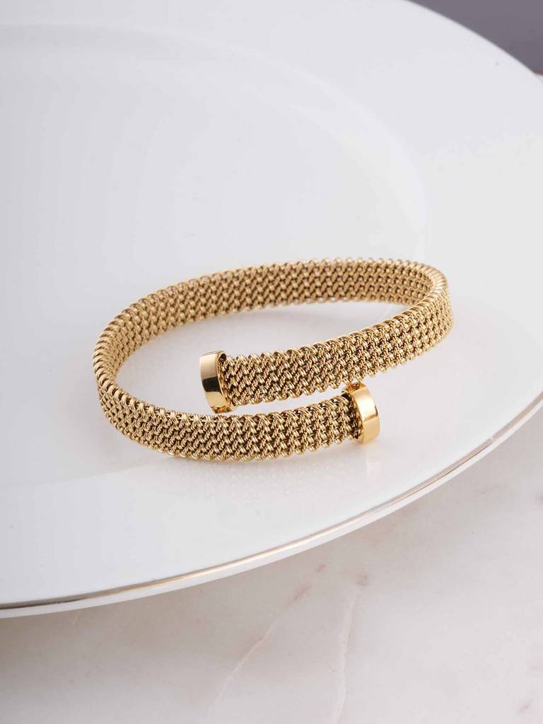 Beaded Flat Mesh Bracelet For Womens - Waterproof & Anti-Tarnish : SSWBR0328