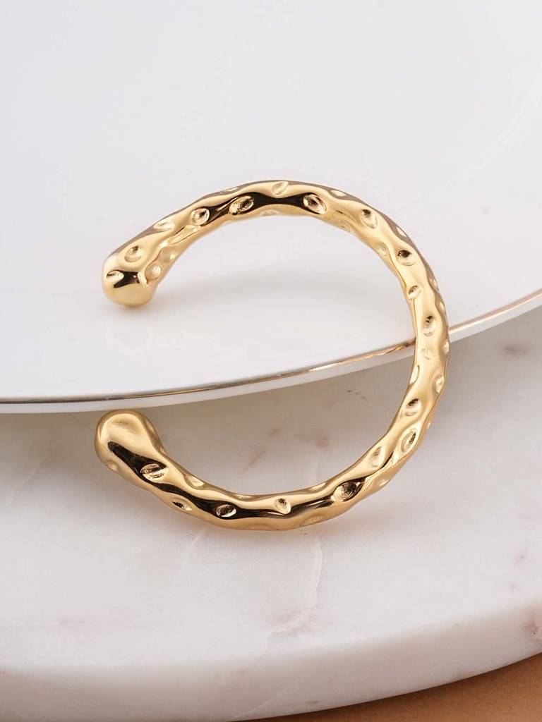 Hammered Gold Cuff Bracelet For Womens - Waterproof & Anti-Tarnish : SSWBR0329