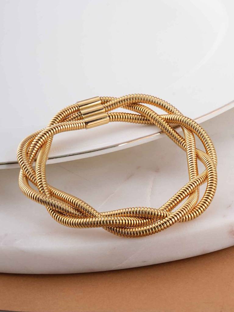 Tri Spiral Wire Bracelet For Womens - Waterproof & Anti-Tarnish : SSWBR0332