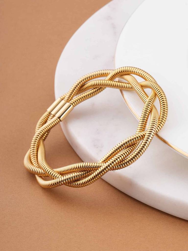Tri Spiral Wire Bracelet For Womens - Waterproof & Anti-Tarnish : SSWBR0332