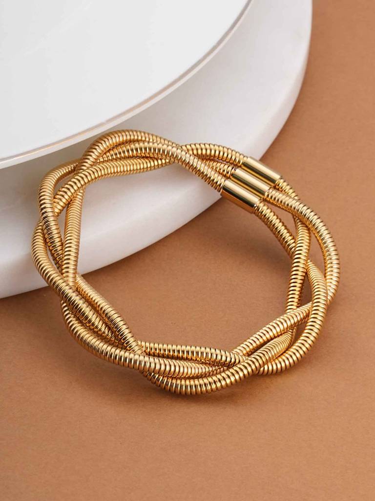 Tri Spiral Wire Bracelet For Womens - Waterproof & Anti-Tarnish : SSWBR0332