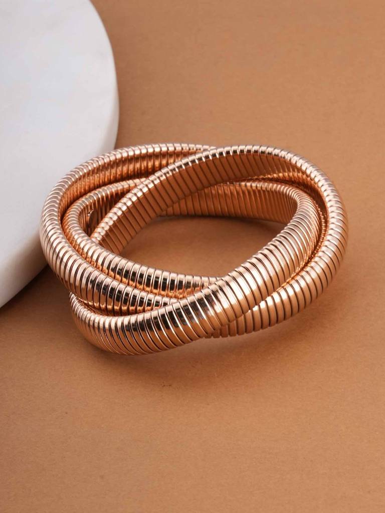 Rose Gold Trio Snake Bangle For Womens - Waterproof & Anti-Tarnish : SSWBR0333