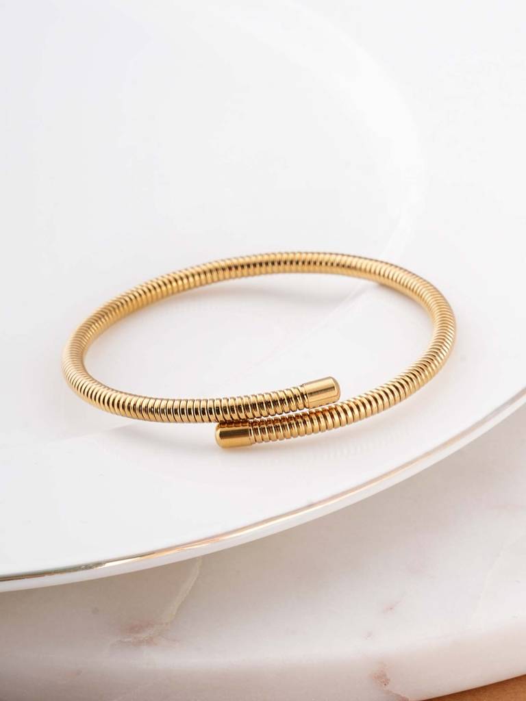 Stackable Wraparound Gold Bracelet For Womens - Waterproof & Anti-Tarnish : SSWBR0334