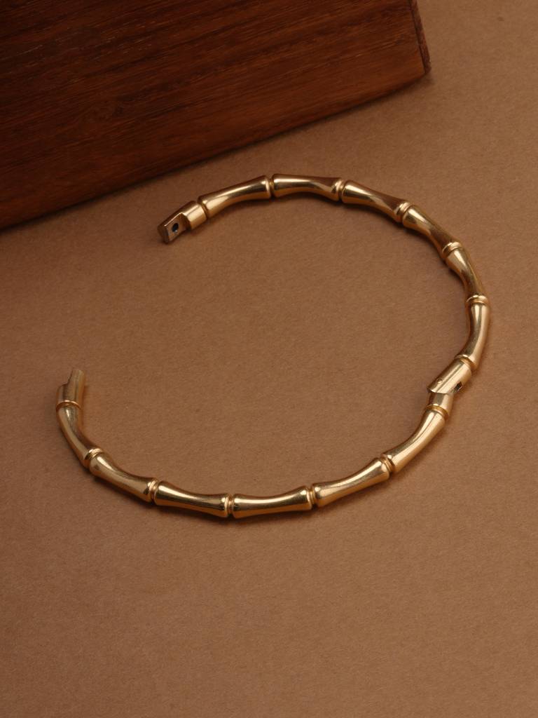 Golden Bamboo Bracelet For Womens - Waterproof & Anti-Tarnish : SSWBR0379