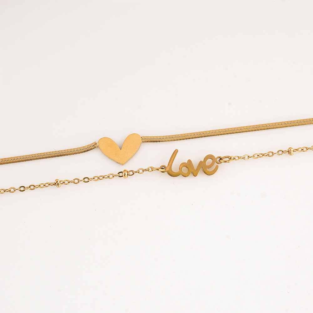 Heartfelt "Love" Strand Bracelet For Womens - Waterproof & Anti-Tarnish : SSWBR0388