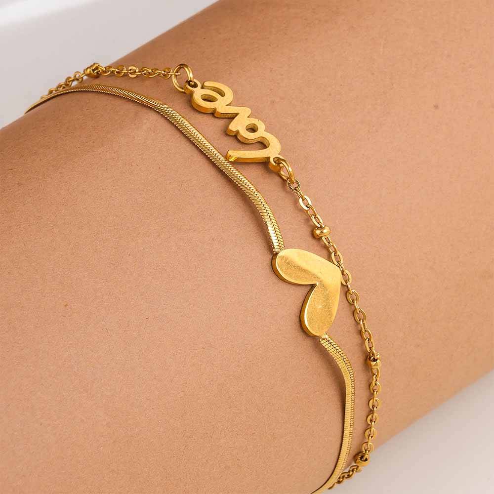 Heartfelt "Love" Strand Bracelet For Womens - Waterproof & Anti-Tarnish : SSWBR0388