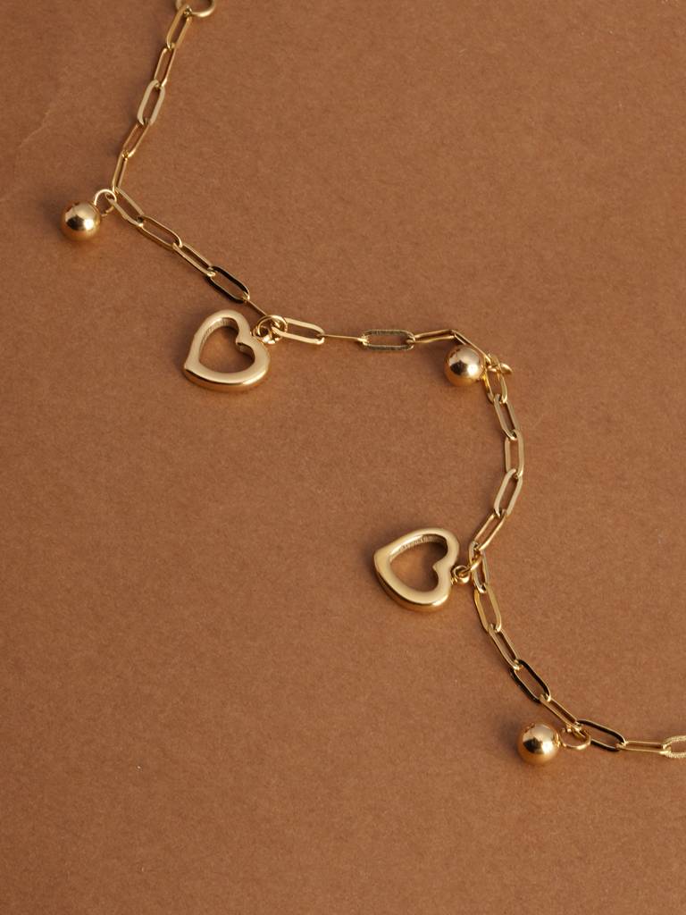 Openwork Heart Charm Bracelet
 For Womens - Waterproof & Anti-Tarnish : SSWBR0396