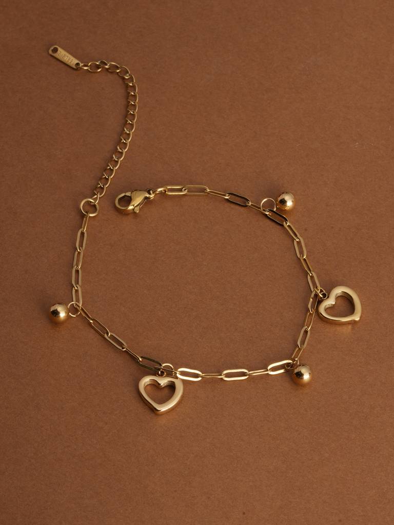 Openwork Heart Charm Bracelet
 For Womens - Waterproof & Anti-Tarnish : SSWBR0396