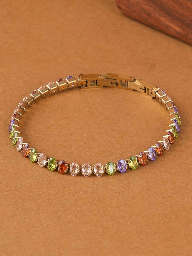 Rainbow Radiance Tennis Bracelet For Women : SSWBR0397