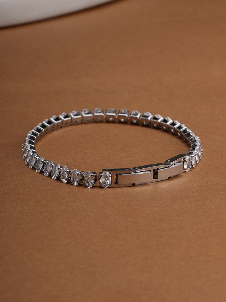 Dazzling Crystal Tennis Bracelet
 For Womens - Waterproof & Anti-Tarnish : SSWBR0404