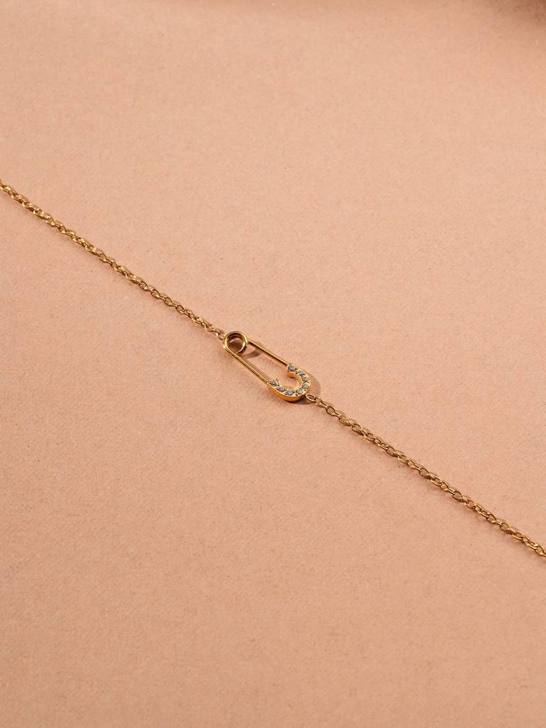 Crystal Safety Pin Chain Bracelet For Women : SSWBR0505