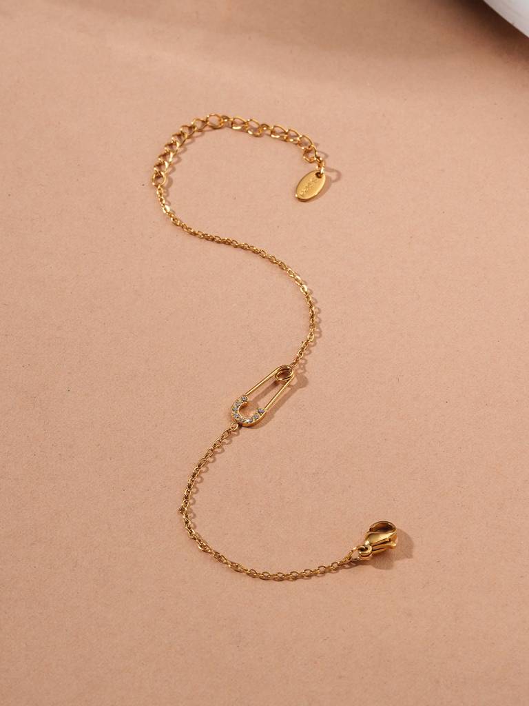Crystal Safety Pin Chain Bracelet For Women : SSWBR0505
