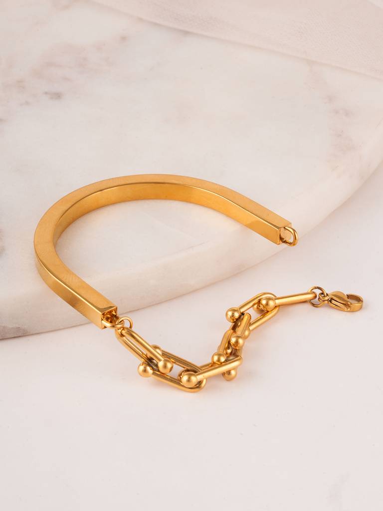Half Link & Solid Bracelet For Women : SSWBR0508