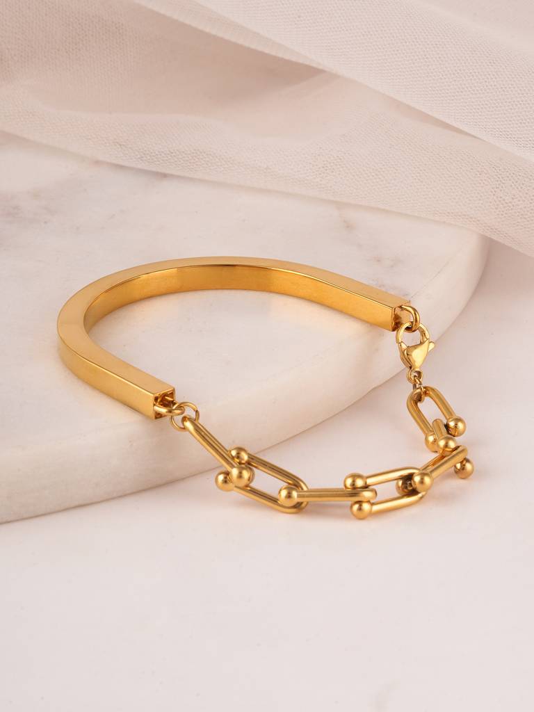 Half Link & Solid Bracelet For Women : SSWBR0508