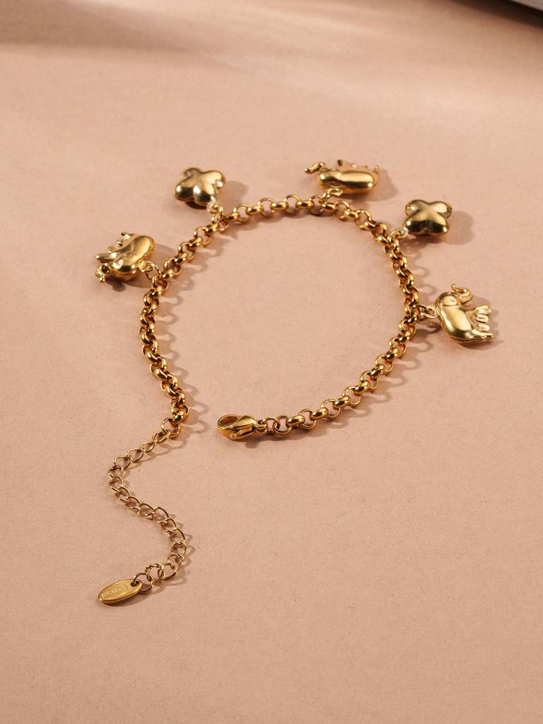 Boho Elephant & Bloom Charm Bracelet For Women : SSWBR0519