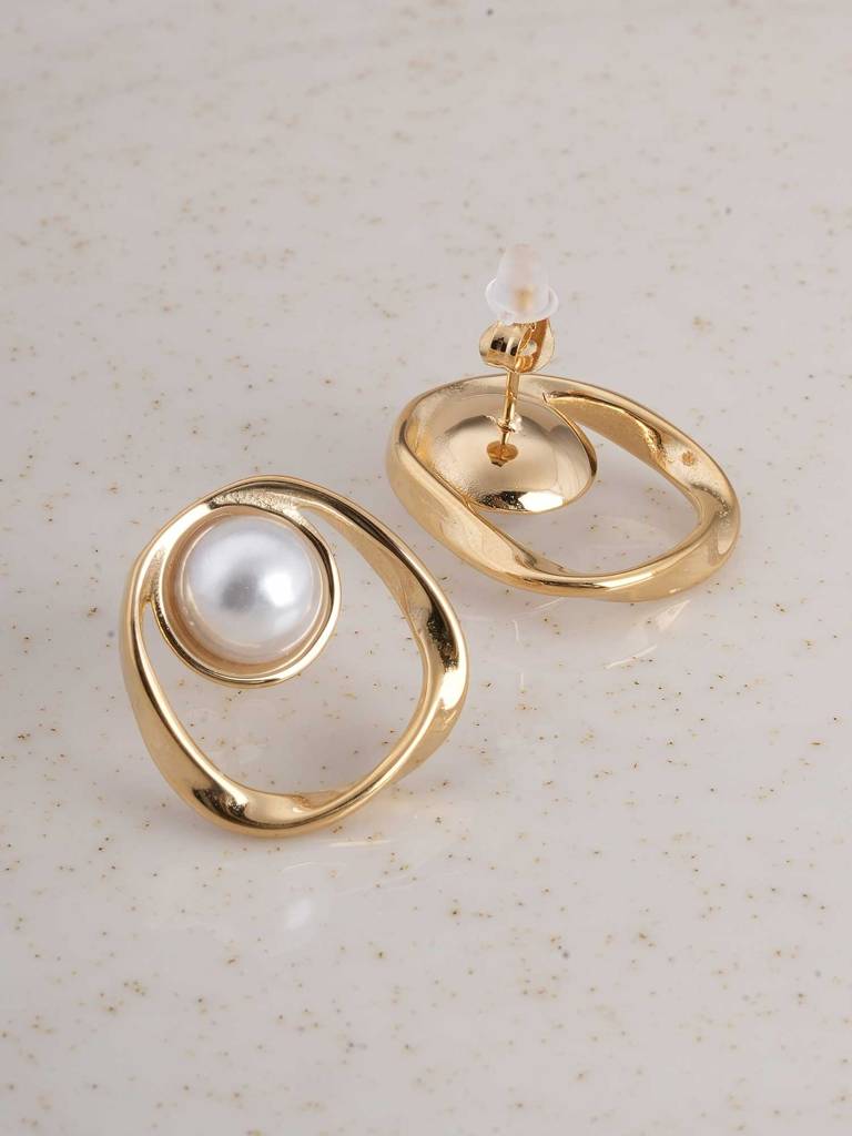 Pearl Center Abstract Earrings For Womens - Waterproof & Anti-Tarnish : SSWER0523