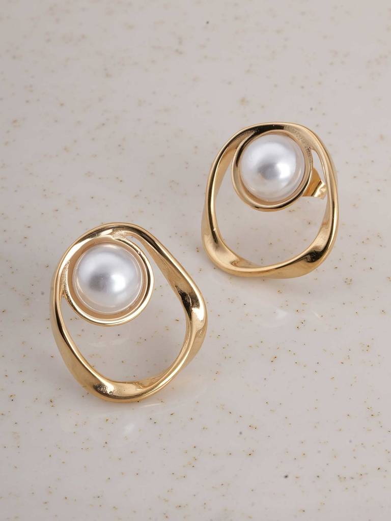 Pearl Center Abstract Earrings For Womens - Waterproof & Anti-Tarnish : SSWER0523