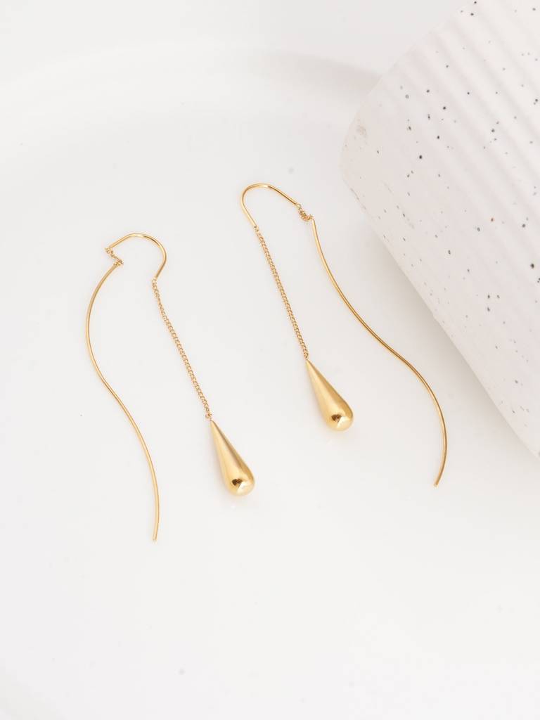 Gold Water Drop Tassel Earrings For Womens - Waterproof & Anti-Tarnish : SSWER0528