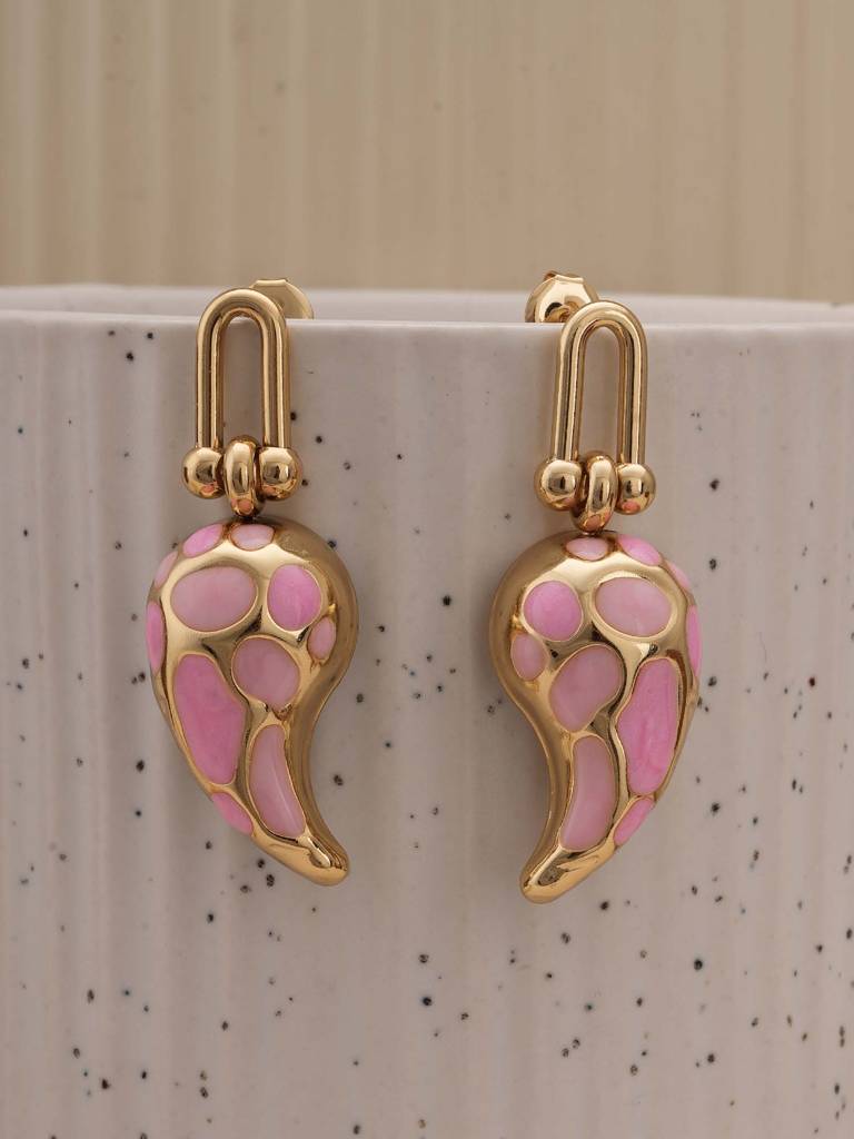 Blush & Coral Tapered Earrings For Womens - Waterproof & Anti-Tarnish : SSWER0548