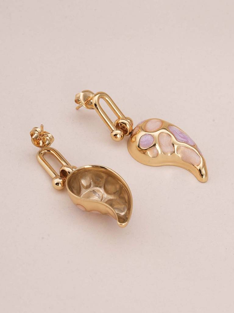 Elegant Gold And Pink Dangling Earrings For Womens - Waterproof & Anti-Tarnish : SSWER0549