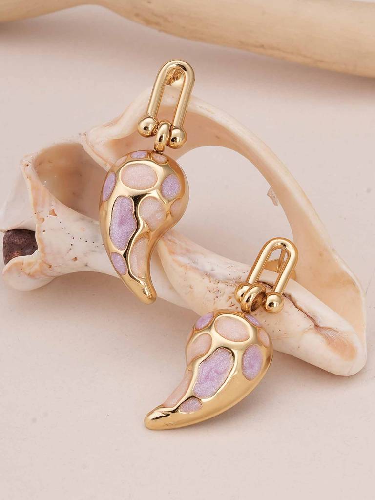 Elegant Gold And Pink Dangling Earrings For Womens - Waterproof & Anti-Tarnish : SSWER0549