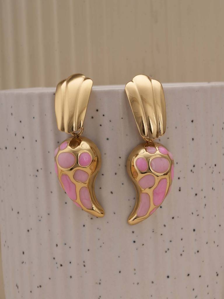 Blossom Pink Mosaic Drop Earrings For Womens - Waterproof & Anti-Tarnish : SSWER0552