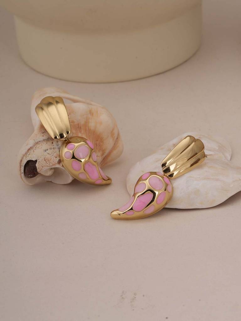 Blossom Pink Mosaic Drop Earrings For Womens - Waterproof & Anti-Tarnish : SSWER0552