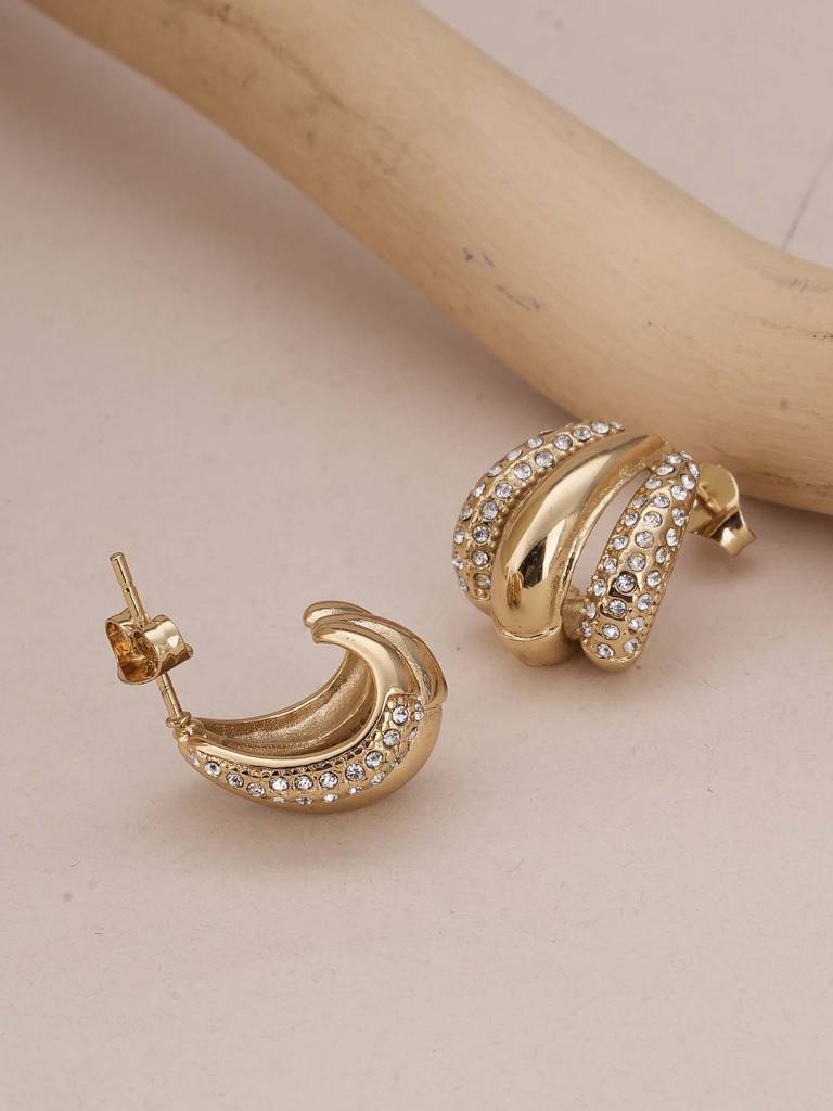 Radiant Gold & Crystal Luxe Earrings For Womens - Waterproof & Anti-Tarnish : SSWER0555