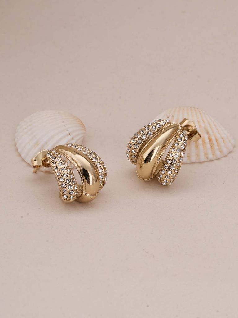 Radiant Gold & Crystal Luxe Earrings For Womens - Waterproof & Anti-Tarnish : SSWER0555