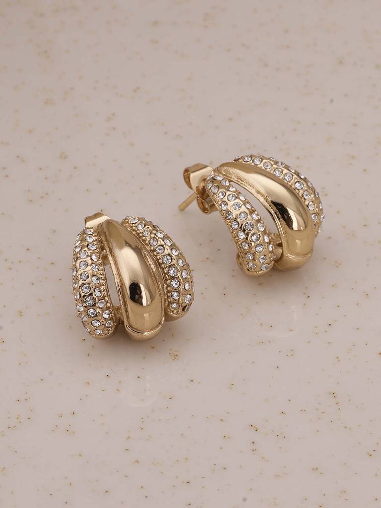 Radiant Gold & Crystal Luxe Earrings For Womens - Waterproof & Anti-Tarnish : SSWER0555