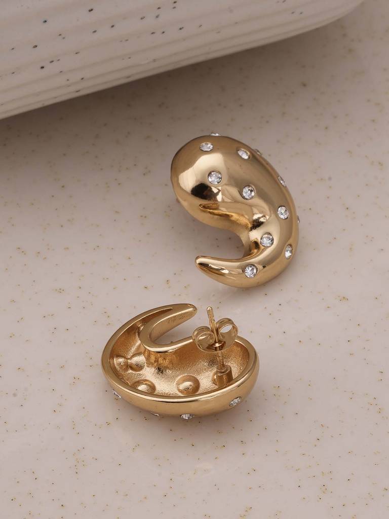 Golden Spark Paisley Earrings For Womens - Waterproof & Anti-Tarnish : SSWER0556